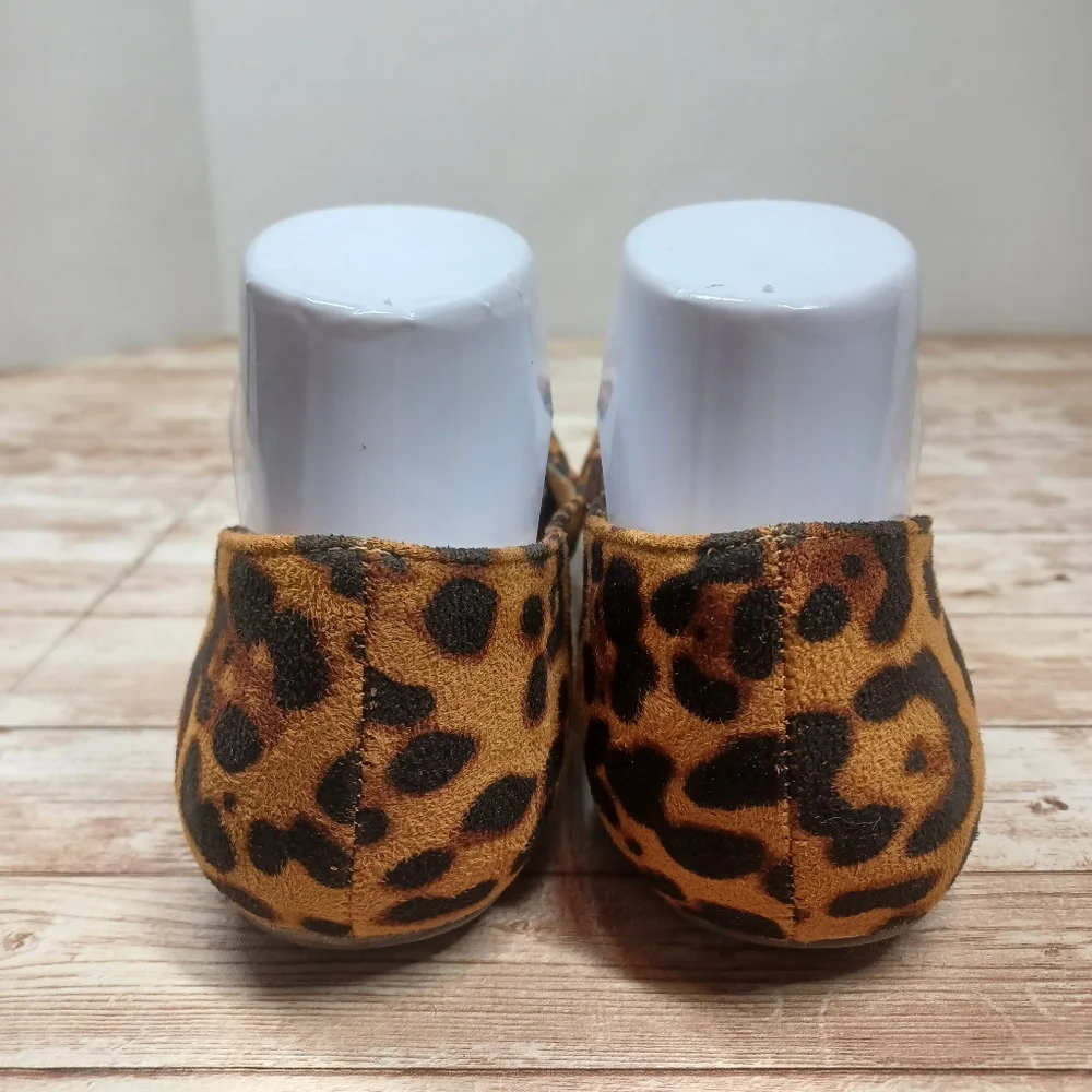 Pierre Dumas Leopard / Cheetah Print Flat Ballet Slipper Shoes Size 7 Tan Black